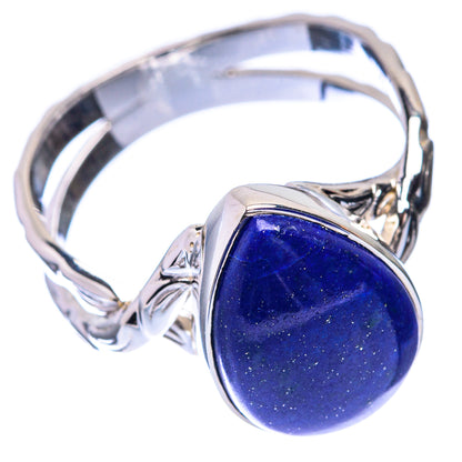 Lapis lazuli oval gemstone ring with 925 sterling silver band, side view