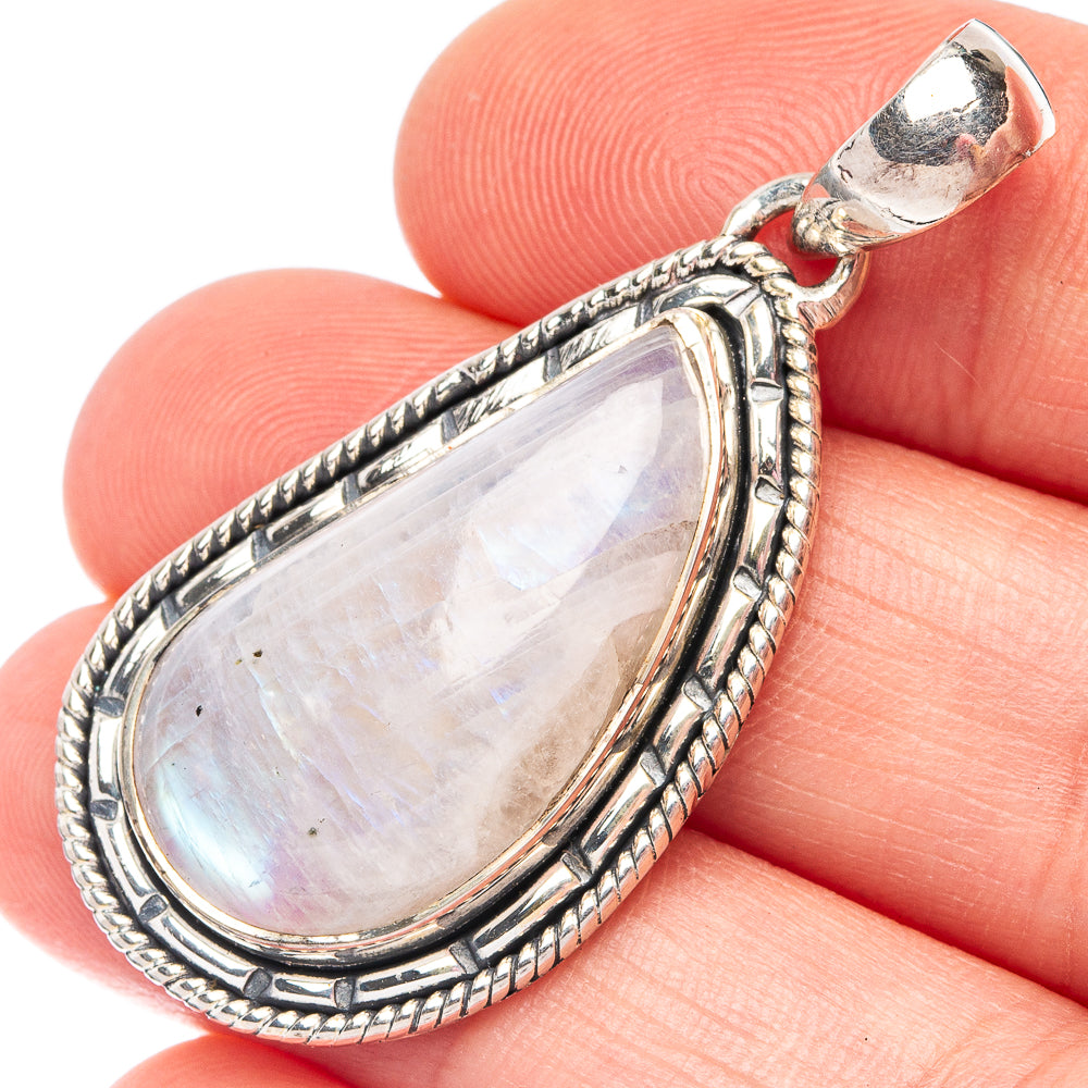 Rainbow Moonstone 925 Sterling Silver Pendant 1 5/8" (925 Sterling Silver) P43677
