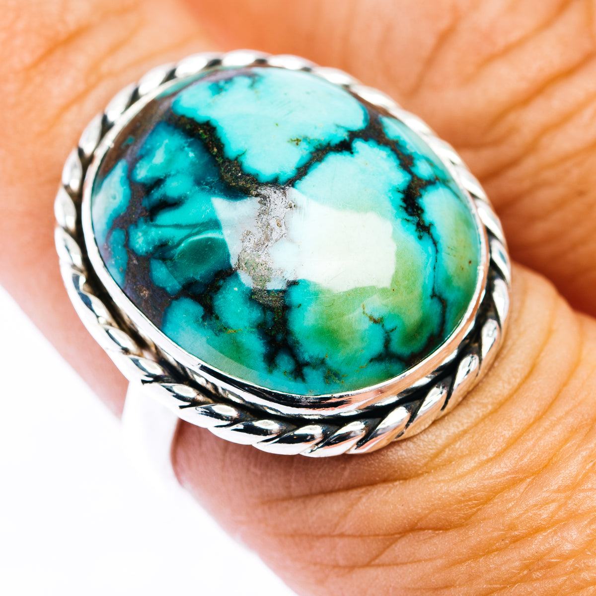 Premium Tibetan Turquoise Ring Size 8.25 (.925 Sterling Silver)