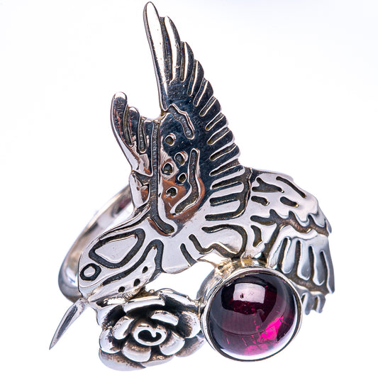 Large Garnet Hummingbird Ring Size 7.75 (925 Sterling Silver) R146457