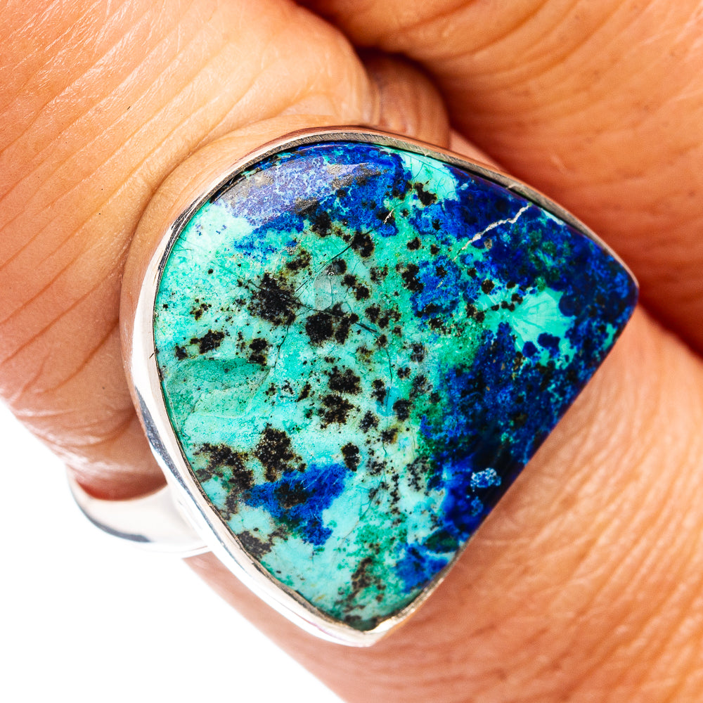 Premium Blue Bird Azurite Ring Size 8 Adjustable (.925 Sterling Silver)