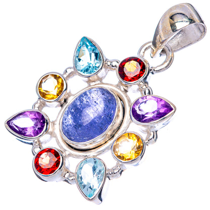 Rare Tanzanite, Amethyst, Garnet, Blue Topaz, Citrine Pendant 1 3/8" (925 Sterling Silver) P42811