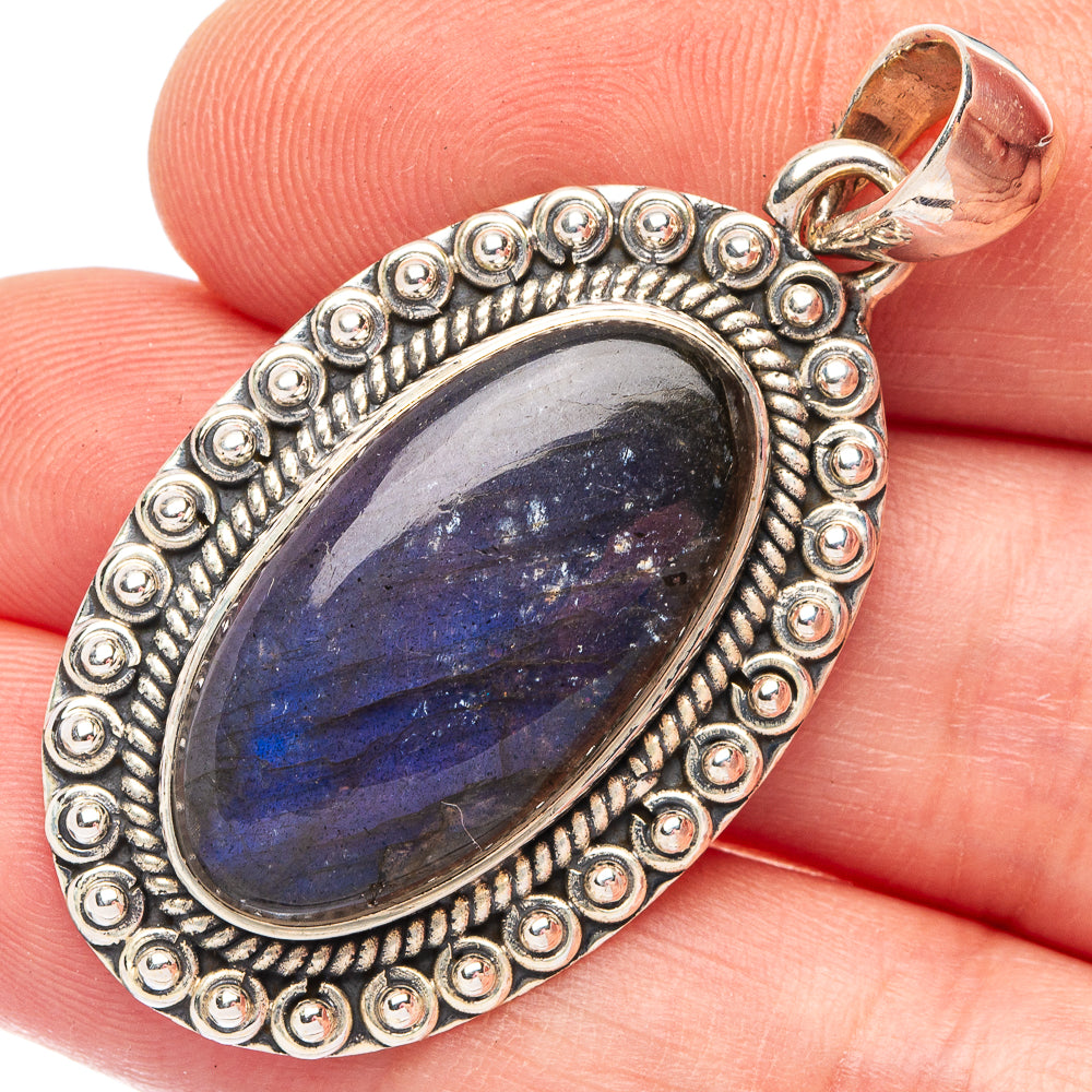 Labradorite 925 Sterling Silver Pendant 1 7/8" (925 Sterling Silver) P43623