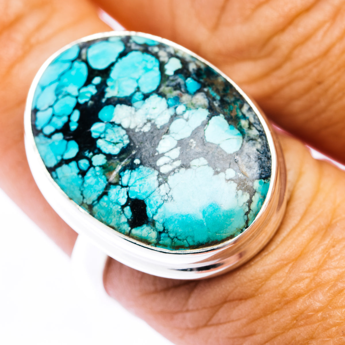 Premium Tibetan Turquoise Ring Size 9 (.925 Sterling Silver)