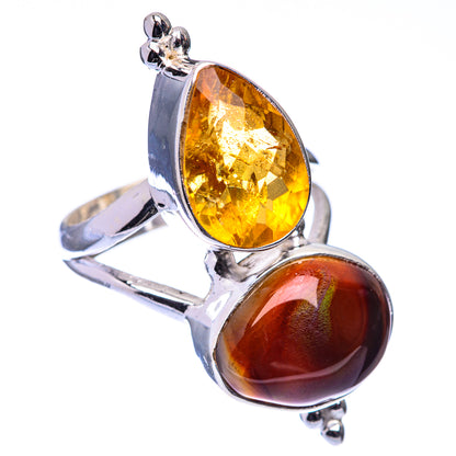 Mexican Fire Agate, Citrine Ring Size 6.5 (925 Sterling Silver) R141147