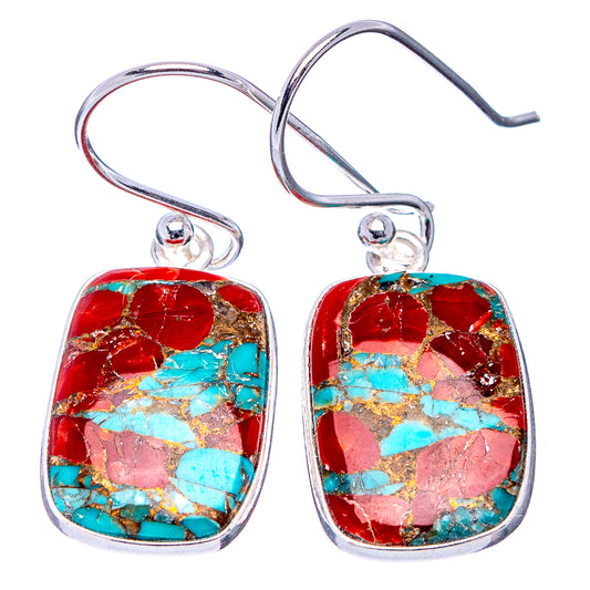 Coral and turquoise matrix earrings in .925 sterling silver with fishhook backs