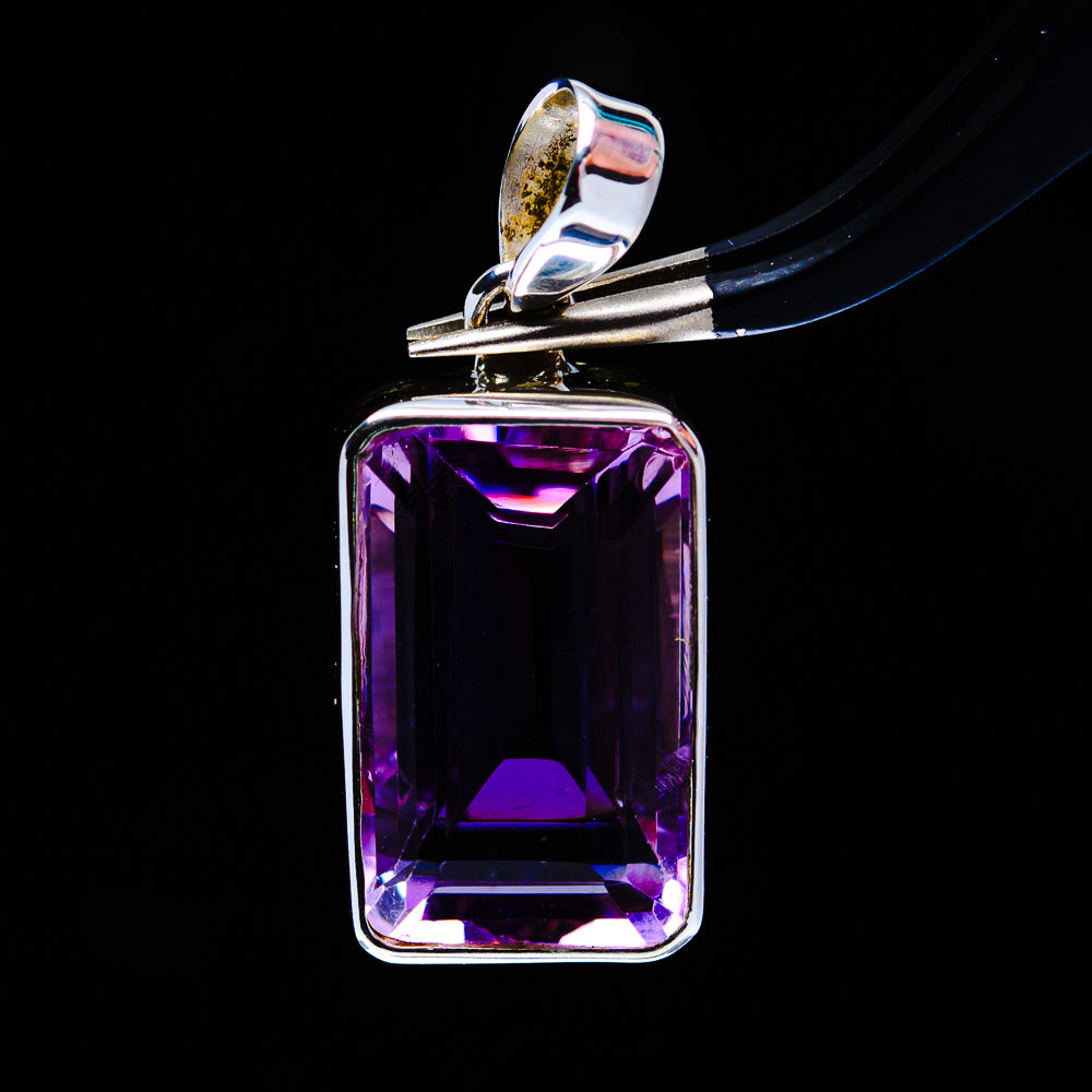 17.4ct Faceted Brazilian Amethyst Pendant 1 1/4" (.925 Sterling Silver)