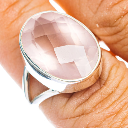 Premium Faceted Rose Quartz Ring Size 7.75 (.925 Sterling Silver)