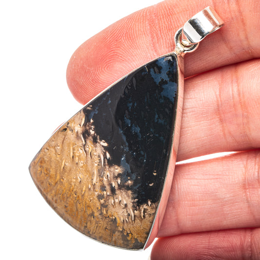 Palm Root Agate Pendant 2 1/8" (.925 Sterling Silver)