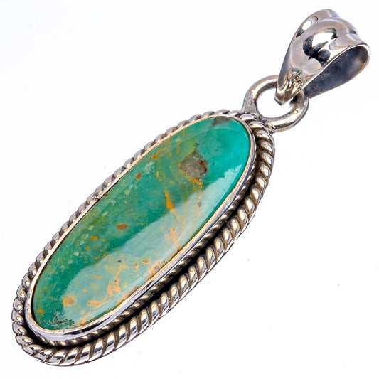 Turquoise oval pendant with ornate rope border and .925 sterling silver bail