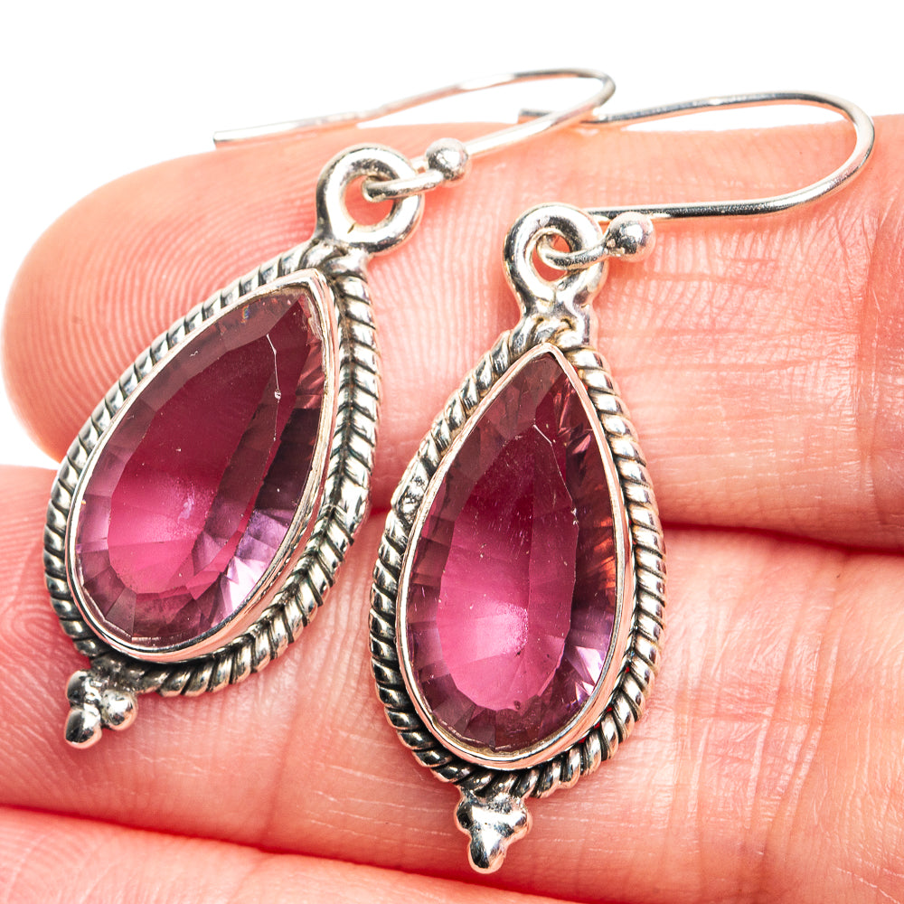 Color Change Alexandrite (Lab.) Earrings 1 1/2" (925 Sterling Silver) E432707