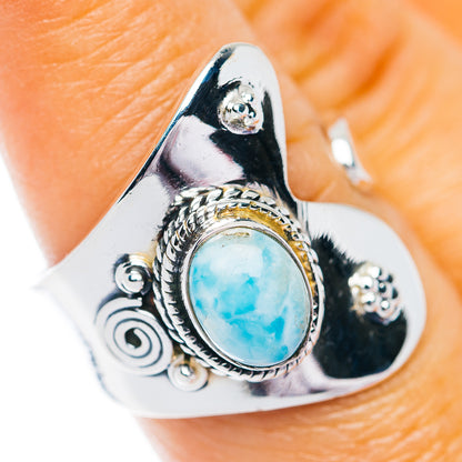 Larimar Ring Size 6 Adjustable (.925 Sterling Silver)