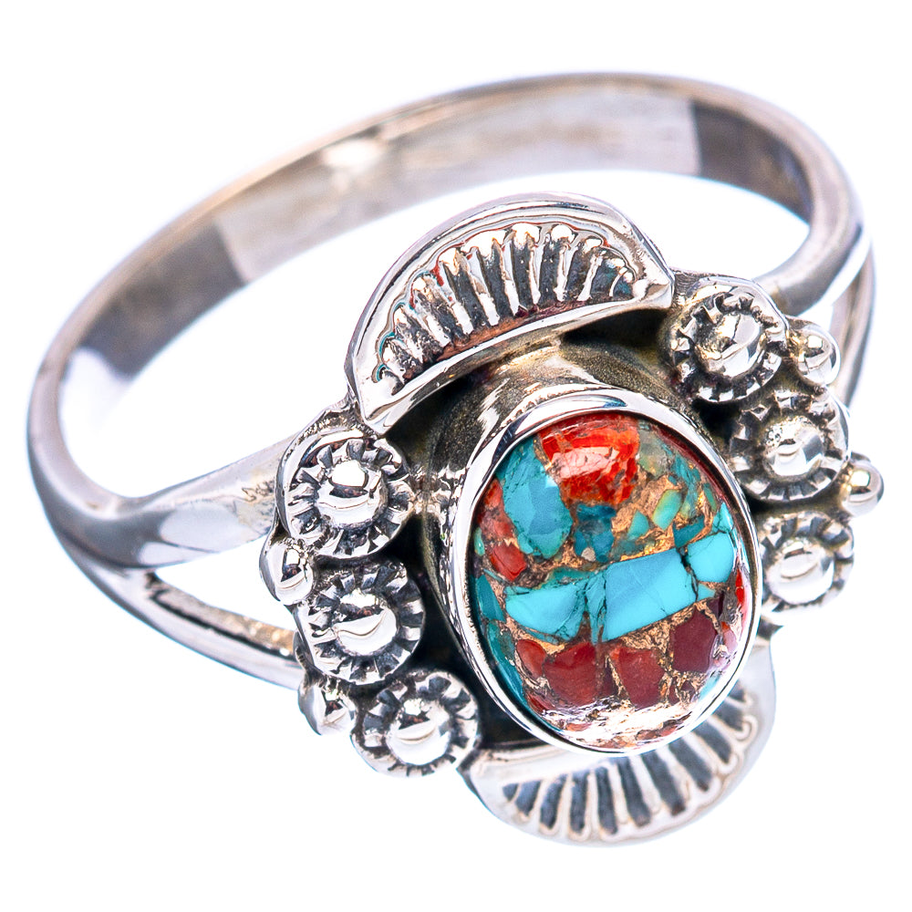 Coral Matrix Native Style Ring Size 6.75 (.925 Sterling Silver)