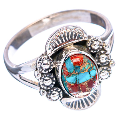 Coral Matrix Native Style Ring Size 6.75 (.925 Sterling Silver)