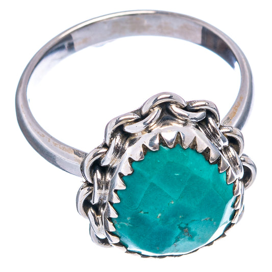 Sterling silver turquoise ring, oval cabochon in openwork chain design