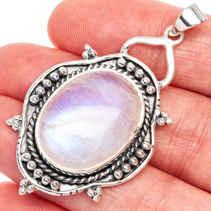Signature Rainbow Moonstone Pendant 2 1/8" (925 Sterling Silver) P41192