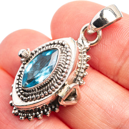 Poison London Blue Topaz Pendant 1 3/8" (925 Sterling Silver) P38995