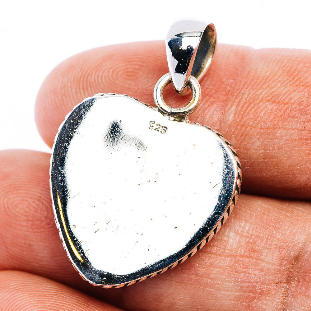 Green Aurora Opal Heart Pendant 1 1/4" (.925 Sterling Silver)