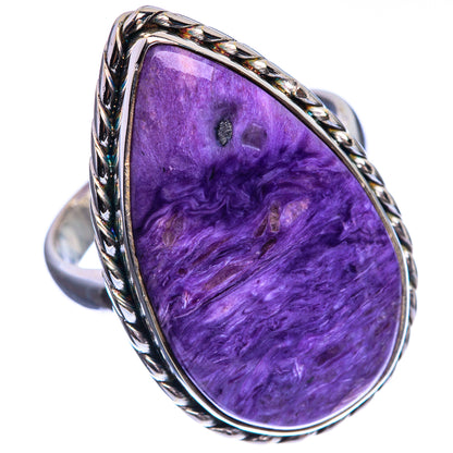 Large Charoite 925 Sterling Silver Ring Size 9