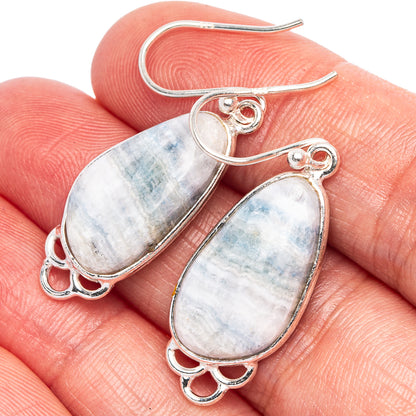 Blue Scheelite Earrings 1 5/8" (925 Sterling Silver) E1742