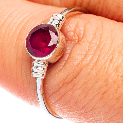 Glass Filled Ruby Dainty Ring Size 7.75 (925 Sterling Silver) R146793