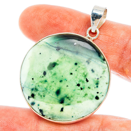 Premium Nephrite Jade Pendant 1 3/4" (.925 Sterling Silver)