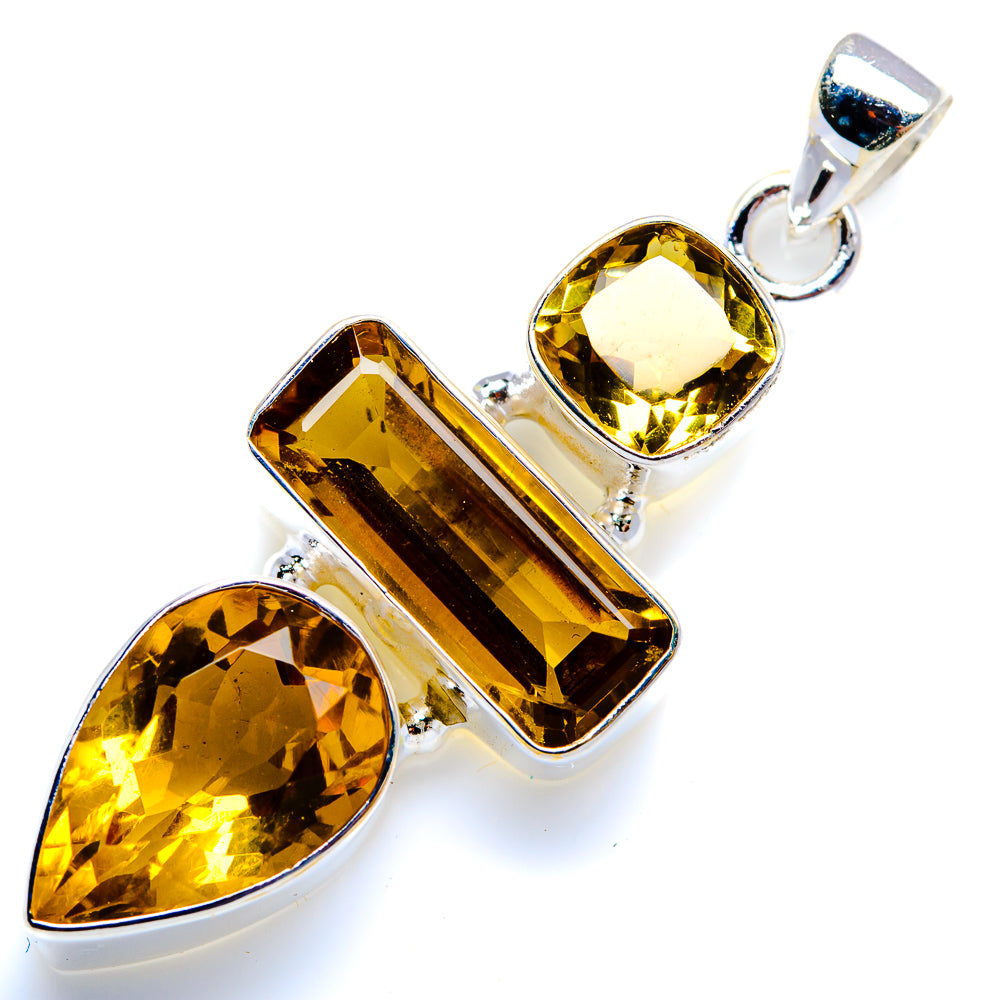 Faceted Citrine 925 Sterling Silver Pendant 2" (.925 Sterling Silver)