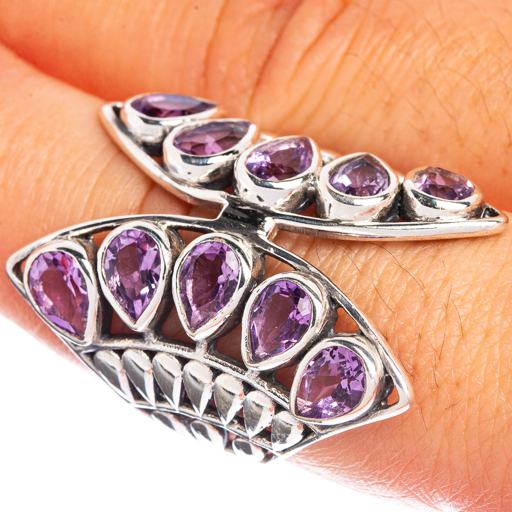 Large Faceted Amethyst Ring Size 8 (925 Sterling Silver) R144344