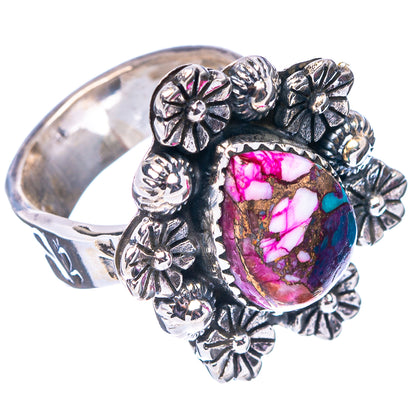 Exclusive Pink Dahlia Mohave Turquoise Ring Size 6 Adjustable (.925 Sterling Silver)