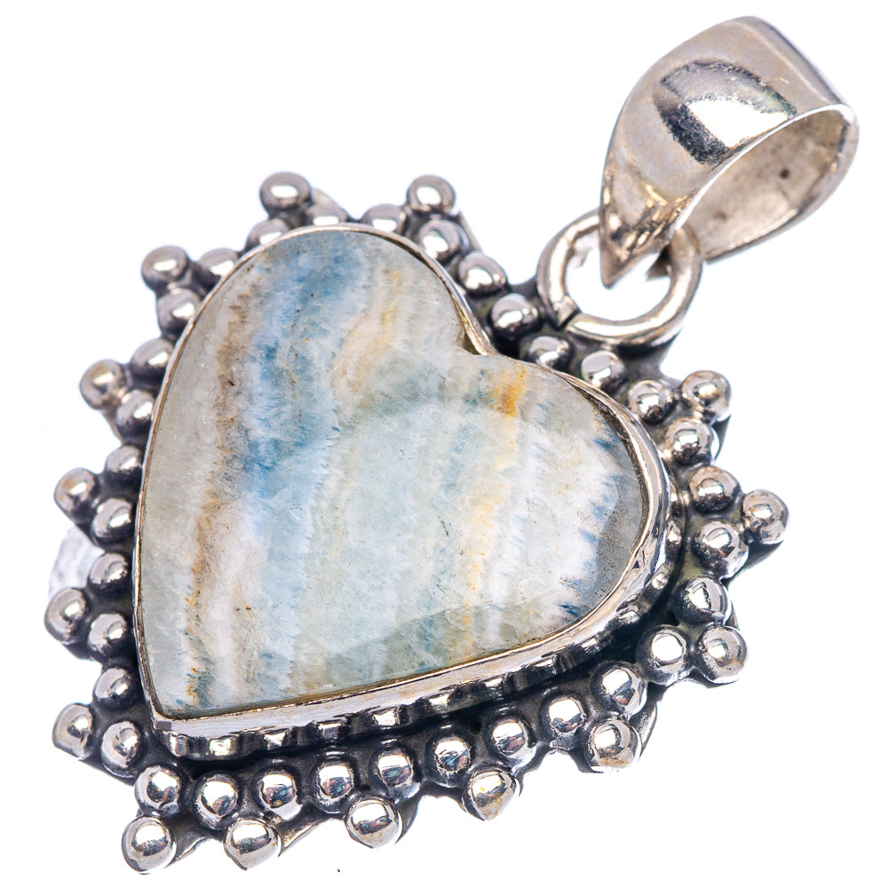 Blue Scheelite Pendant 1 1/8" (.925 Sterling Silver)