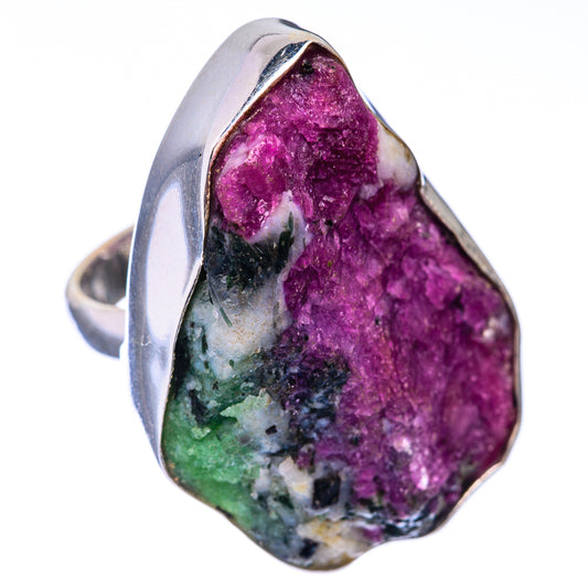 Large Raw Ruby Zoisite Ring Size 8 (925 Sterling Silver) R141624