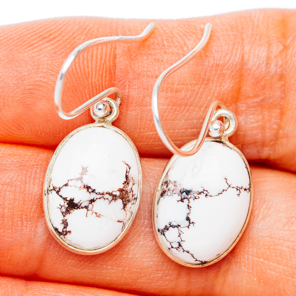 White Horse Jasper Earrings 1 1/4" (.925 Sterling Silver)