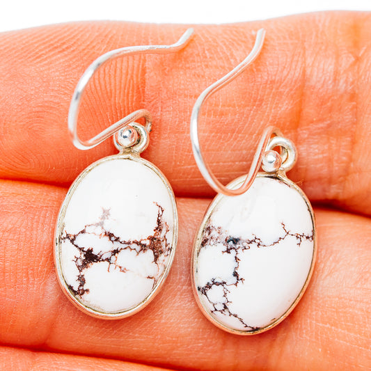 White Horse Jasper Earrings 1 1/4" (.925 Sterling Silver)