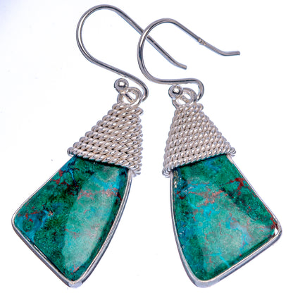 Chrysocolla Earrings 1 5/8" (925 Sterling Silver) E433176