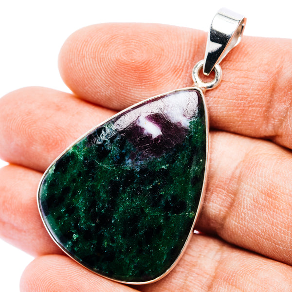Ruby Zoisite Pendant 2" (.925 Sterling Silver)