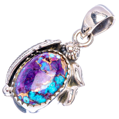 Purple Copper Turquoise Pendant 1 1/8" (.925 Sterling Silver)