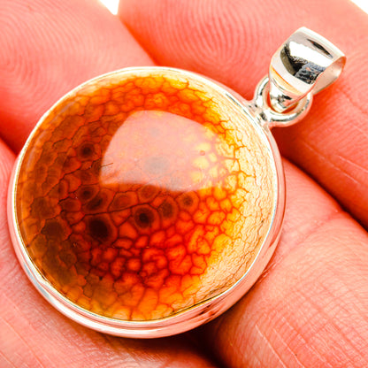 Fire Crab Agate 925 Sterling Silver Pendant 1 1/2" (925 Sterling Silver) PD38429