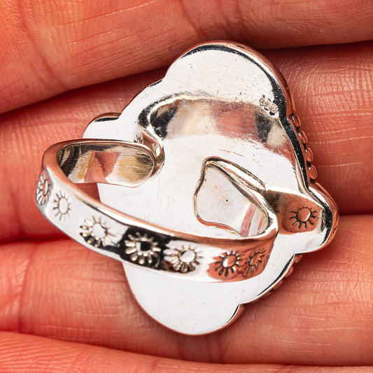 Exclusive Southwestern Style Hubei Turquoise Ring Size 9 Adjustable (.925 Sterling Silver)