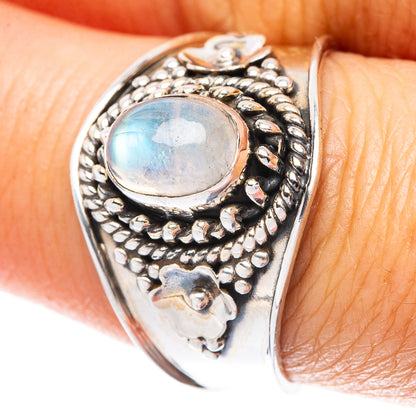 Rainbow Moonstone 925 Sterling Silver Ring Size 8 (925 Sterling Silver) R5420