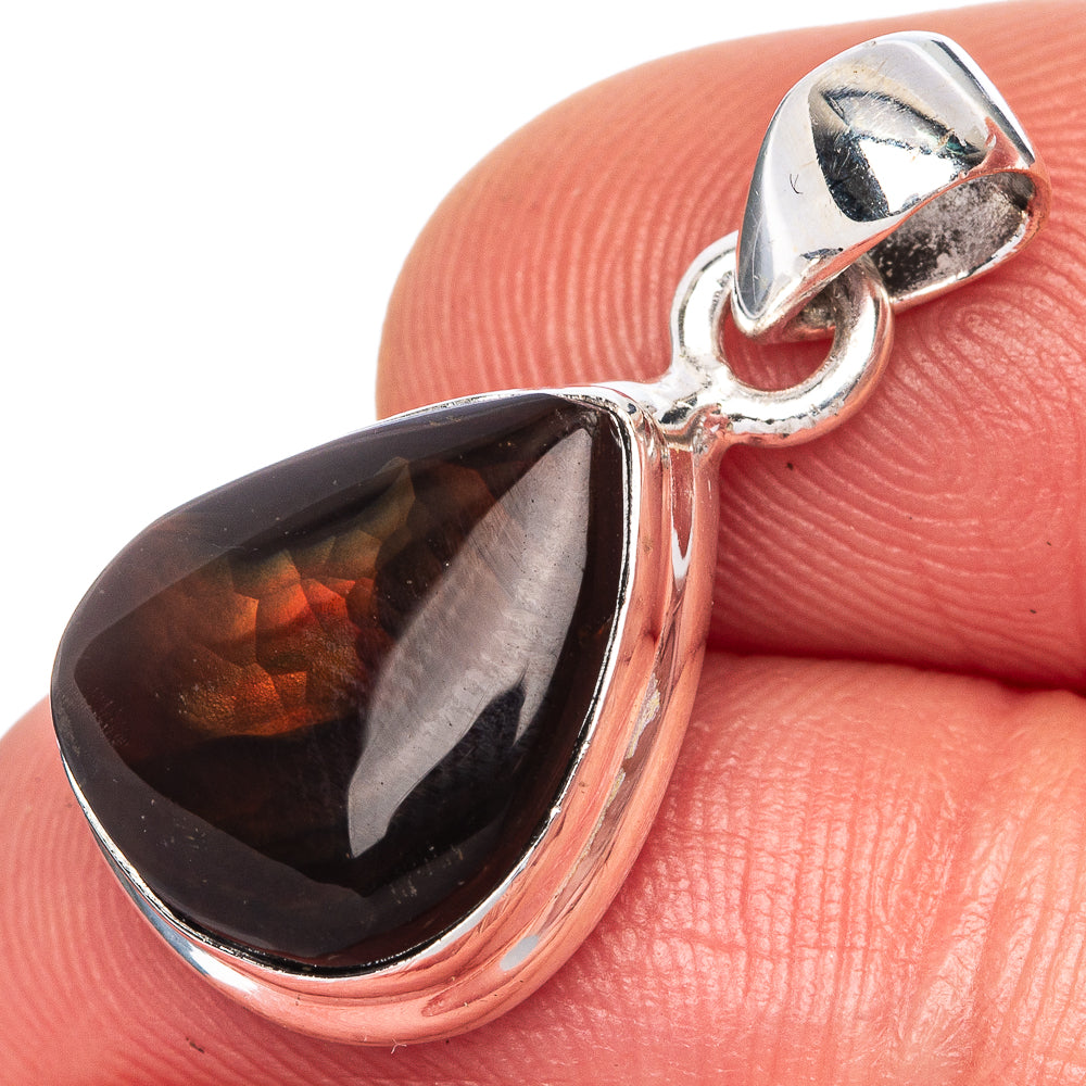 Rare Mexican Fire Agate Pendant 1" (925 Sterling Silver) P41696