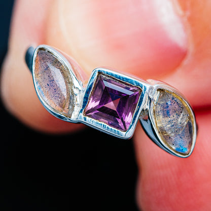 Amethyst, Labradorite Ring Size 6.5 (.925 Sterling Silver)