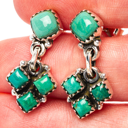 Native Style Mojave Turquoise Earrings 1 1/8" (.925 Sterling Silver)