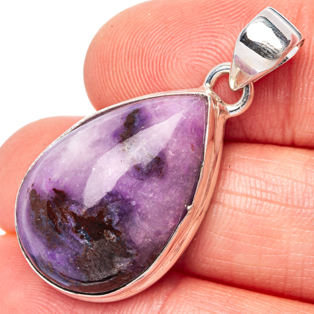 Rare Sugilite 925 Sterling Silver Pendant 1 3/8" (925 Sterling Silver) P42655