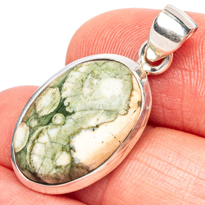 Rainforest Jasper Pendant 1 1/4" (925 Sterling Silver) P43438