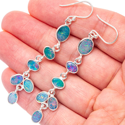 Rare Doublet Opal Earrings 2 1/2" (925 Sterling Silver) E1656
