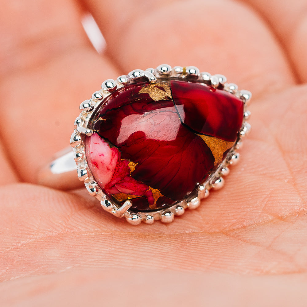 Exclusive Red Dahlia Mohave Turquoise Ring Size 6.5 (.925 Sterling Silver)