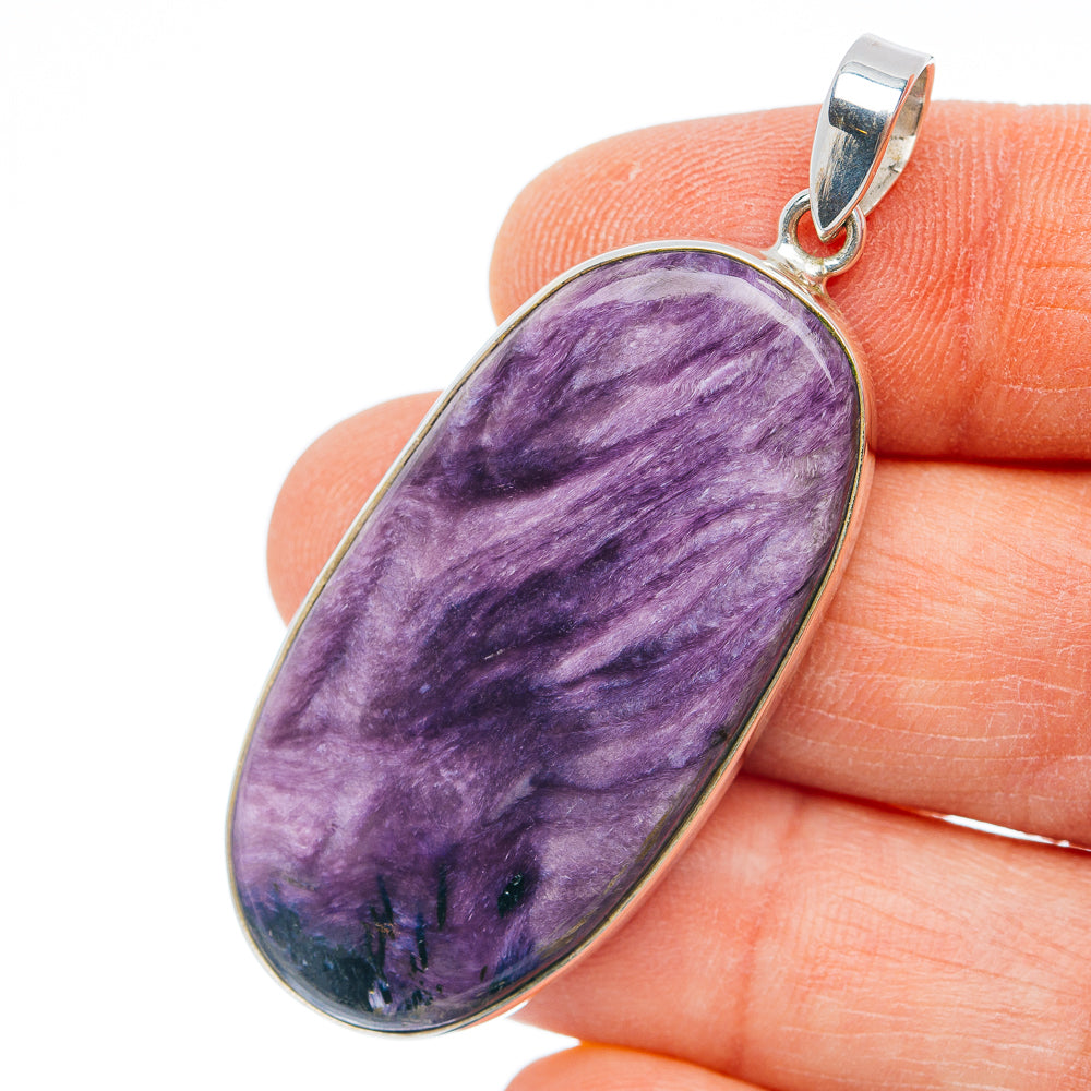 Premium Charoite Pendant 2" (.925 Sterling Silver)