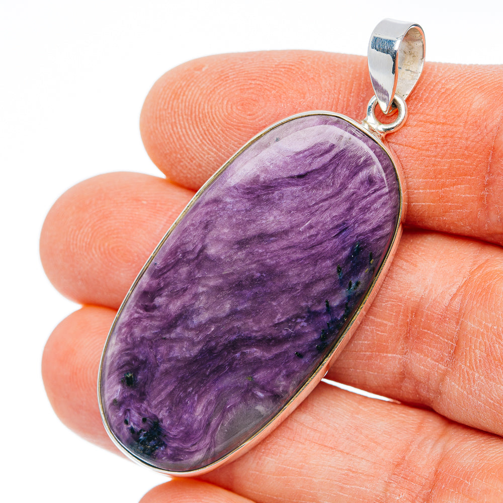 Premium Charoite Pendant 2" (.925 Sterling Silver)