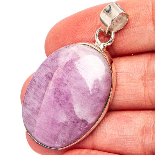 Oval lavender kunzite pendant with .925 sterling silver bezel and bail on top