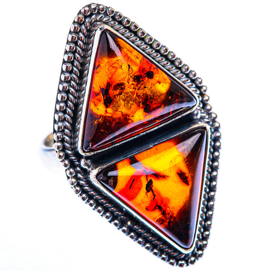 Large Baltic Amber Ring Size 8.25 (925 Sterling Silver) RING140184